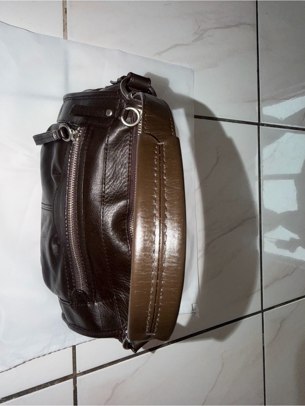 Vintage Fossil Brown Shoulder Bag Classic Everyday Purse - Picture 6 of 16